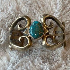 Silver and turquoise cuff bracelet
